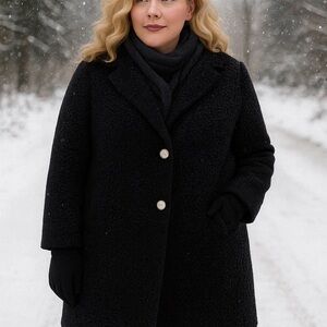 BLACK SHERPA COAT GIRLS WITH CURVES BLACK  JACKET Size S NWOT